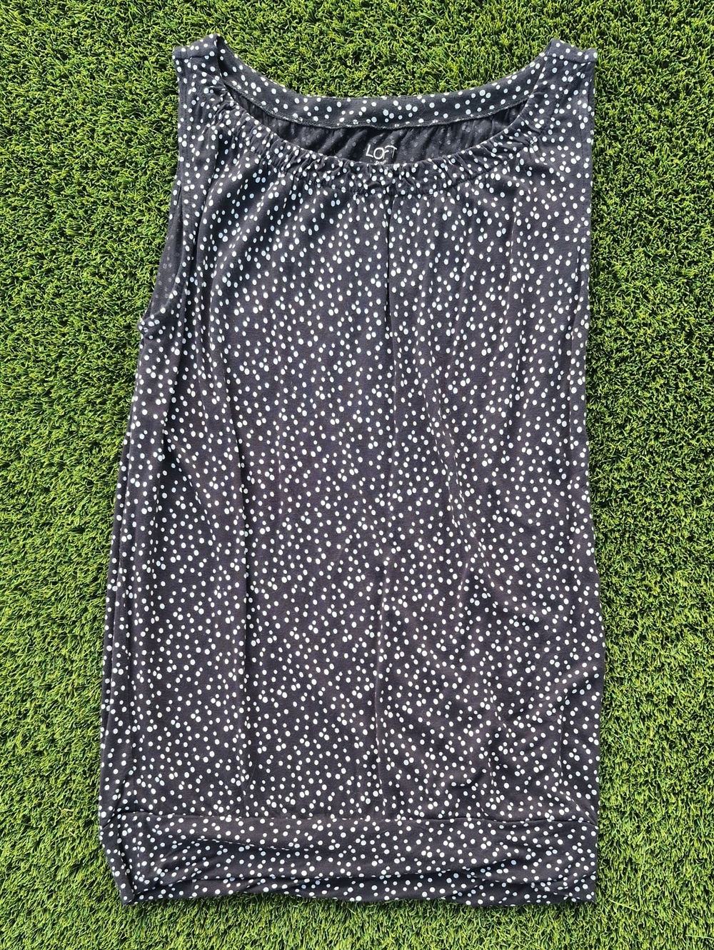 LOFT Black and White Dot Sleeveless Shell